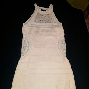 White lace sweater dress sleeveless